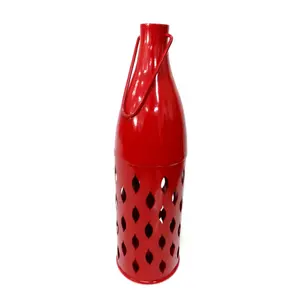 Portavelas de estilo de lujo con recubrimiento de polvo rojo, botella colgante de luz única en T, arte moderno decorativo para el hogar, hecho a mano