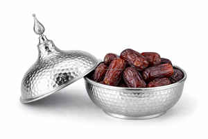 JM INTERNATIONAL Bol à dattes martelé en argent, design bohème traditionnel, avec couvercle, pour cafés et restaurants - Product Image 2