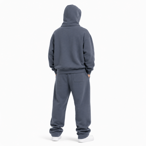 Ensemble de survêtement 2 pièces avec cagoule 450 GSM, sweat à capuche zippé intégral et pantalon de survêtement assorti, streetwear décontracté unisexe, fabricant de logos personnalisés - Product Image 3