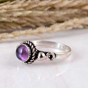 SHYAM JEWELRS Handmade 925 Sterling <b>Silver</b> Natural Purple <b>Amethyst</b> Bezel Setting Wedding Boho & Hippie Unisex <b>Ring</b> - Product Image 3