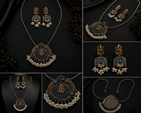 Fournisseur en gros : Parure de bijoux de mariée en zircon bicolore style bohème, collier pendentif déesse et boucles d'oreilles, pour fiançailles et mariage