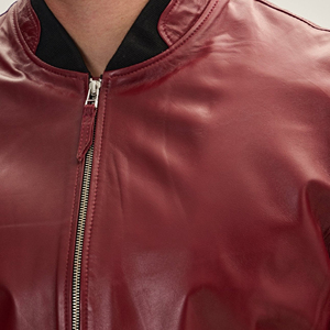 Blouson Bomber en Cuir pour Homme au Design Unique avec Bordure Contrastante, Streetwear Premium, Fermeture Éclair sur le Devant, Logo et Doublure en Fausse Fourrure - Product Image 6