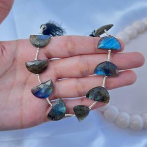 Natural Fire Labradorite 12x19 MM D Shape Loose <b>Stones</b> <b>Beads</b> for DIY Jewelry Making Wholesale Crafts Supply 12 Inches Strands - Product Image 1