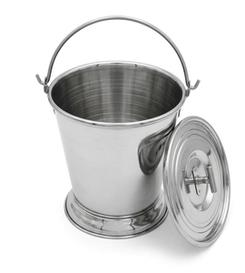 Seau en acier inoxydable A-1 VERITAS de 6 L avec couvercle, récipient de rangement utilitaire réutilisable pour les établissements médicaux - Product Image 1