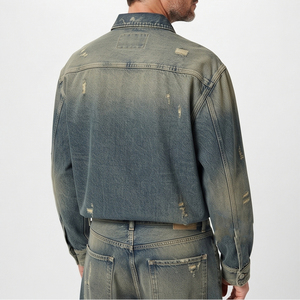 Vintage Wash <b>Denim</b> Two Piece Set <b>Custom</b> <b>Denim</b> <b>Jacket</b> Men Wash Fashion Jeans Manufacturer <b>Denim</b> Jeans Tracksuit Men's - Product Image 5