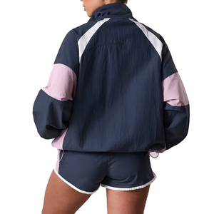 Chaqueta Cortavientos para Mujer, Estilo Deportivo, Cierre Completo, Bloques de Color en Contraste, Manga Larga, Poliéster, Ropa de Primavera - Product Image 3