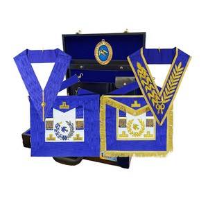 Paquete de Regalia Masónica de Grado Superior para Ceremonia de Vestir y Desvestir, Incluye Mandil, Collar de Vestir y Collar, Conjunto Completo de Regalia - Product Image 1