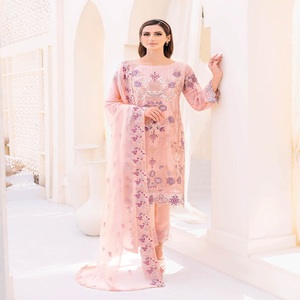 Pakistani Designers' Embroidered Chiffon Shalwar Kameez Suits 3-Piece Women's Casual Daily <b>Kurti</b> Wear Lehenga for Girls Parties - Product Image 2