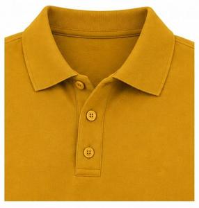 Chemise homme moutarde à manches courtes, couleur unie, décontractée, boutonnée, coupe classique, en tissu Oxford tricoté, logo frontal, respirante - Product Image 6