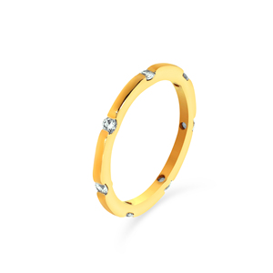 Luxury Round Shape Lab Grown Diamond Engagement <b>Ring</b> 0.2 Ct Yellow Gold <b>Thin</b> Band <b>Ring</b> for Women Wholesale - Product Image 1