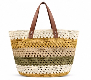 Sac fourre-tout en jute au crochet pour broderie style vintage, grand sac à main ouvert pour femme, idéal pour la plage estivale - Product Image 3