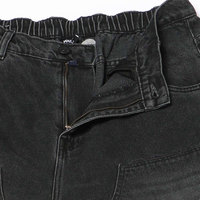 Shorts en jean coupe droite large 180g avec ceinture en dentelle noire et blanche, personnalisables, pour hommes, broderie streetwear, été 100% denim