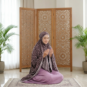 Modest Style Floral Printed Muslim Women <b>Prayer</b> <b>Dress</b> Floral Telekung Mukena Set Soft Rayon With Matching Drawstring Pouch - Product Image 3