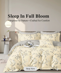 Parure de lit 4 pièces Queen Size en microfibre tissée, drap-housse à poches profondes 200TC, taies d'oreiller, motif floral personnalisable, anti-bactérien - Product Image 2