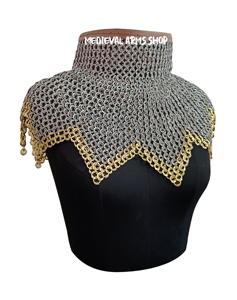 Collier en maille de fer fait main, en acier doux, à anneaux rivetés plats, finition huilée, pour chevalier, adulte unisexe, reconstitution historique - Product Image 2