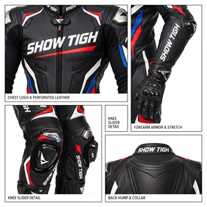 Combinaison de moto en cuir une pièce pour homme avec logo personnalisé, combinaison de course en cuir pour motard, combinaison de protection pour pilote de moto sur circuit - Product Image 6