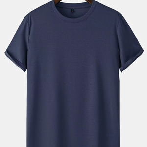 T-shirts décontractés pour hommes en polyester/coton Dobby tricoté uni, 180g, col rond, coupe classique, impression numérique personnalisée sur le devant - Product Image 1