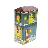 Boîte en fer blanc personnalisée de qualité alimentaire, surface brillante, en forme de maison, pour emballage de biscuits, chocolats, bonbons, gâteaux, cadeaux de Noël