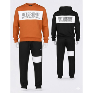 Interknit International Men's Gray Tracksuit Crew Neck <b>Sweatshirt</b> Joggers Full Length Drawstring Casual Wear Autumn Style - Product Image 4