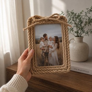 Handmade Eco-Friendly Wooden Rattan UV <b>Printed</b> Woven Cane Photo <b>Frame</b> Rustic Home Decoration Accessory - Product Image 2