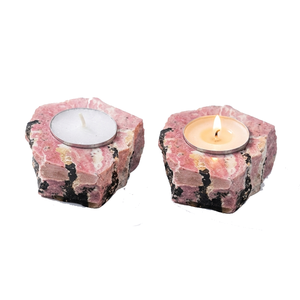 Portavelas de Piedra Natural Tallada a Mano de Rodonita, Gema de Ágata Curativa, Venta al por Mayor - Product Image 2