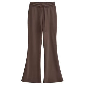 Pantalones de Cintura Media con Corte Acampanado, Tela de Forro Polar, Encaje, Invierno, Pierna Ancha, Casuales, para Oficina, Reuniones de Negocios y Uso Diario, Pantalones para Mujer - Product Image 6