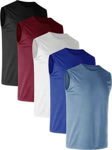 New Men's Sleeveless Tank Top O-Neck Solid Color Quick Dry Knitted Sport Wear Casual Fitness Shirt in Navy Gray Red Green Black - Product Image 6
