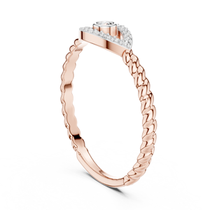 Anillo de Diamante Cultivado en Laboratorio con Corte Redondo EVIL EYE para Mujer, Juego de Anillos de Oro Rosa de 18 Quilates con Baño de Rodio, Certificado por Terceros, para Uso Diario y Regalos - Product Image 3