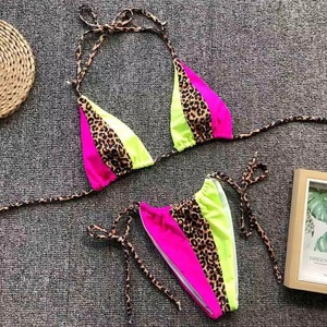 Conjunto de Bikini con Estampado Tropical Personalizado para Mujer, Parte Inferior con Lazos Laterales, Top Cruzado, Spandex, Poliéster, Ropa de Playa, Proveedor OEM, Fábrica - Product Image 6