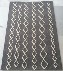 Elegant Modern Hand Tufted <b>Thick</b> Wool Loop Pile Canvas Backing Area <b>Rug</b> Textured Geometrical Design Non-Slip Durable Heavy Areas - Product Image 5
