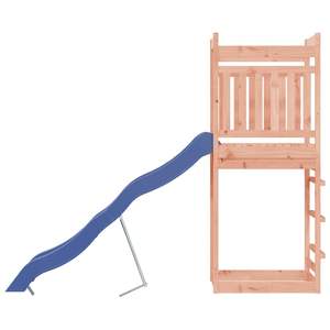 Structure de jeu extérieure en bois naturel avec toboggan bleu pour enfants - Product Image 6