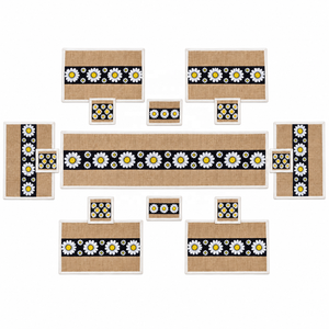 Ensemble de 11 pièces de napperons de table en jute vintage écologiques, antidérapants, rectangulaires, pour la décoration de la salle à manger - Product Image 1
