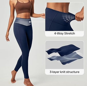 HAWK SPORTS INDUSTRIES Leggings de Cintura Alta para Mujer, Sin Costuras, Largos, de Color Sólido, Elásticos, Transpirables, de Punto, con Spandex, 220g - Product Image 3
