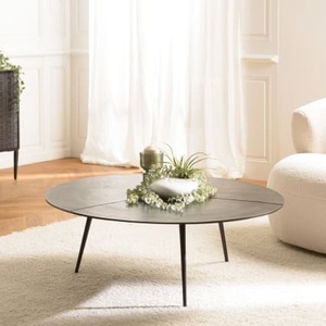 Mesa de Centro Redonda Moderna Everyday Icon con Tapa de Vidrio Templado y Estructura Metálica, Diseño de Mediados de Siglo, Muebles para Sala de Estar - Product Image 2