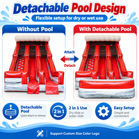 Toboggan aquatique gonflable commercial, utilisation sèche et humide, toboggan aquatique double voie pour enfants, location pour fêtes, événements en plein air