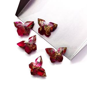 ลูกปัดพลอยแกะสลักรูปผีเสื้อสีชมพูโมฮาเว่ ทูร์ควอยซ์  ทองแดงชมพู  ขนาด 10x14 มม. - Product Image 4