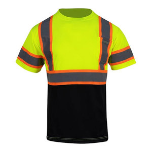 เสื้อยืดสีเหลืองสะท้อนแสงแบบมองเห็นได้ชัดเจน คลาส 2 พร้อมแถบสะท้อนแสง สีเหลืองนีออน เสื้อทำงานเพื่อความปลอดภัยสำหรับผู้ชาย ไซส์ XL - Product Image 5