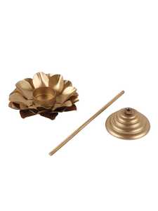 Golden Lotus Handmade Durable Eco-Friendly Iron Tea Light <b>Candle</b> <b>Stick</b> Holder Set of 3 for Religious Activities - Product Image 4
