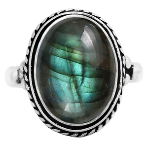 Bague bohème classique et artisanale en argent sterling 925 avec pierre précieuse labradorite taille ovale, bijou parfait pour femme - Product Image 2