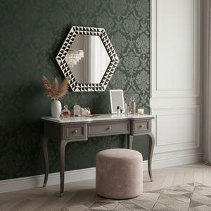 Designer Hexagon Resin <b>Mirror</b> 24 Inch | Contemporary Geometric Wall Decor | Elegant Pattern Frame <b>Mirror</b> for Living Room Bedroom - Product Image 2