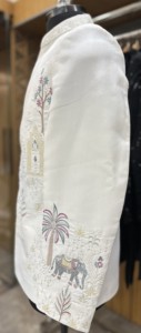 Costume Jodhpuri en Soie Brute Ivoire Héritage pour Homme, Motif Éléphant Arche Royale, Tenue de Marié Riche en Histoires - Product Image 5