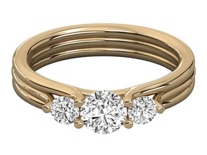 Anillo de Boda de Lujo con Tres Piedras de Diamante Cultivado en Laboratorio, Chapado en Oro de 18K, Corte Brillante Redondo, Certificado IGI - Product Image 1