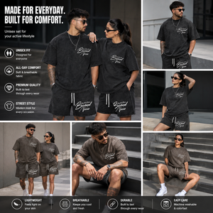 Ensemble deux pièces personnalisé avec cordon de serrage, short taille haute, sweat-shirt 100% coton délavé, short contrastant, vêtements d'été unisexes - Product Image 6
