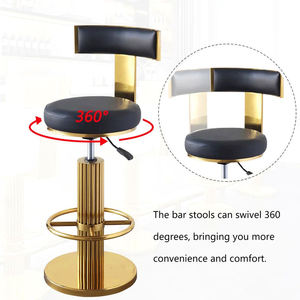 Modern White <b>Leather</b> Bar Chair Brushed Gold Stainless Steel Pedestal Swivel,adjustable Counter <b>Stool</b> for Home Bar Hotel - Product Image 5