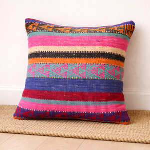 Housse de coussin décorative en jute et coton, 18 x 18 pouces, motif losanges ethniques, pour décoration rustique, style ferme et moderne désertique - Product Image 3
