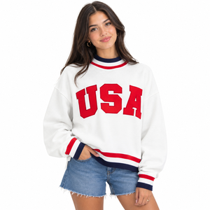 Custom Women’s <b>Mock</b> Neck Modern Sweatshirt Oversized Relaxed Pullover Top Casual Long Sleeve Clothing Everyday - Product Image 6