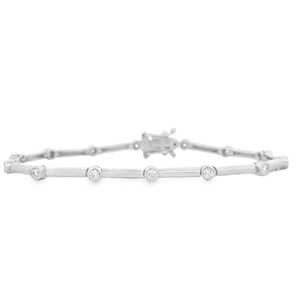 Bar Bamboo Thin <b>Bracelet</b> 18K 14K Solid Gold Bezel Round Cut Lab Grown Diamond Luxury <b>Stacking</b> Unique Everyday Wear Pipe <b>Bracelet</b> - Product Image 5