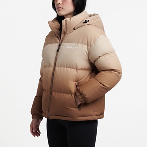 Chaqueta Acolchada con Capucha para Mujer, Diseño Color Block, Relleno de Poliéster, Abrigo Cálido de Invierno, Manga Larga, Largo Regular - Product Image 3