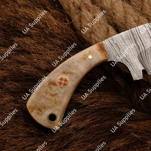 Cuchillo de bolsillo EDC mini de 3 pulgadas hecho a mano de acero de Damasco con mango de cuerno de carnero para camping, supervivencia al aire libre, caza multiusos y bricolaje - Product Image 4