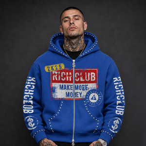 Felpa con Cappuccio Vintage Personalizzata da <span class=keywords><strong>Uomo</strong></span>, Lavaggio Acido, Pesante, con Zip e Strass, in Tessuto French Terry Effetto Vissuto - Product Image 4